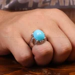 انگشتر فیروزه عجمی مردانه کد 33318