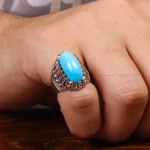 انگشتر فیروزه عجمی مردانه کد 33319