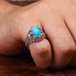 انگشتر فیروزه عجمی مردانه کد 33342