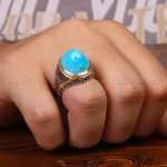 انگشتر فیروزه عجمی مردانه کد 33399