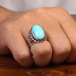 انگشتر فیروزه عجمی مردانه کد 33605
