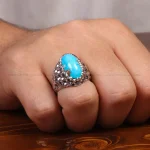 انگشتر فیروزه شجری مردانه کد 33607