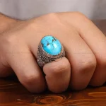 انگشتر فیروزه شجری مردانه کد 33617