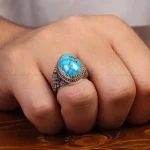 انگشتر فیروزه شجری مردانه کد 33619