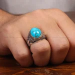 انگشتر فیروزه شجری مردانه کد 33623