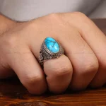 انگشتر فیروزه شجری مردانه کد 33628
