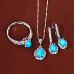 نیم ست فیروزه زنانه کد 34046