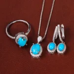 نیم ست فیروزه زنانه کد 34052