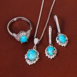 نیم ست فیروزه زنانه کد 34056