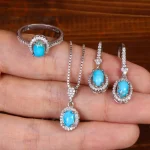 نیم ست فیروزه زنانه کد 34050