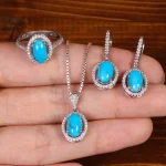 نیم ست فیروزه زنانه کد 34055