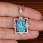 گردنبند فیروزه زنانه کد 34195
