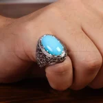انگشتر فیروزه عجمی مردانه کد 33885