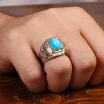 انگشتر فیروزه عجمی مردانه کد 33887