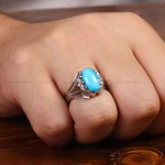 انگشتر فیروزه عجمی مردانه کد 33890