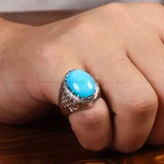 انگشتر فیروزه عجمی مردانه کد 33891