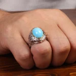 انگشتر فیروزه عجمی مردانه کد 33892
