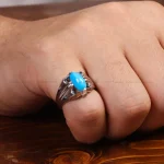 انگشتر فیروزه عجمی مردانه کد 33894