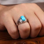 انگشتر فیروزه عجمی مردانه کد 33895