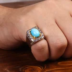 انگشتر فیروزه عجمی مردانه کد 33897