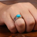 انگشتر فیروزه عجمی مردانه کد 33899