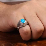 انگشتر فیروزه عجمی مردانه کد 33900