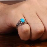 انگشتر فیروزه عجمی مردانه کد 33901