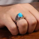انگشتر فیروزه عجمی مردانه کد 33904
