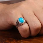 انگشتر فیروزه عجمی مردانه کد 33908