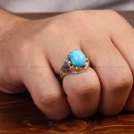 انگشتر فیروزه عجمی مردانه کد 33910