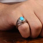 انگشتر فیروزه عجمی مردانه کد 33913