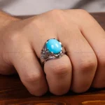 انگشتر فیروزه عجمی مردانه کد 33918