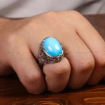 انگشتر فیروزه عجمی مردانه کد 33921