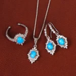 نیم ست فیروزه زنانه کد 34239