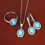 نیم ست فیروزه زنانه کد 34252