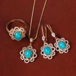 نیم ست فیروزه زنانه کد 34316
