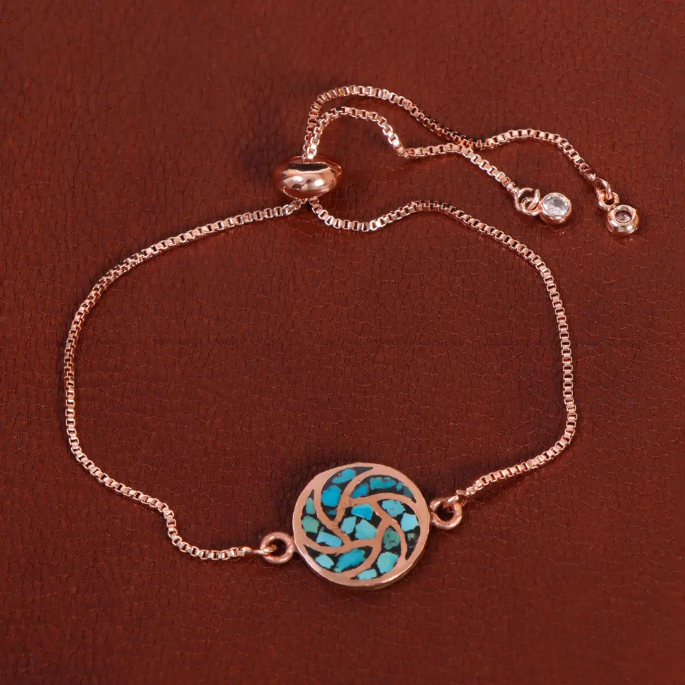 دستبند مسی فیروزه کوب کد 34753