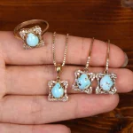 نیم ست فیروزه زنانه کد 34268