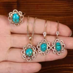 نیم ست فیروزه زنانه کد 34312
