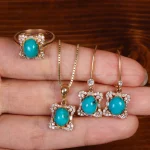 نیم ست فیروزه زنانه کد 34314
