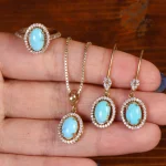نیم ست فیروزه زنانه کد 34398