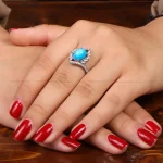 انگشتر فیروزه عجمی زنانه کد 34711