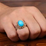 انگشتر فیروزه عجمی مردانه کد 34679