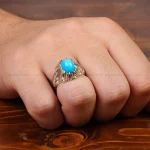 انگشتر فیروزه عجمی مردانه کد 34680
