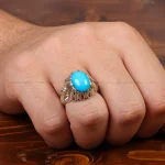 انگشتر فیروزه عجمی مردانه کد 34681