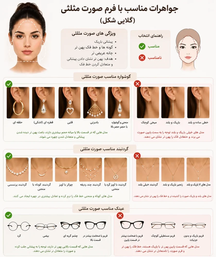 جواهرات مناسب با فرم صورت مثلثی