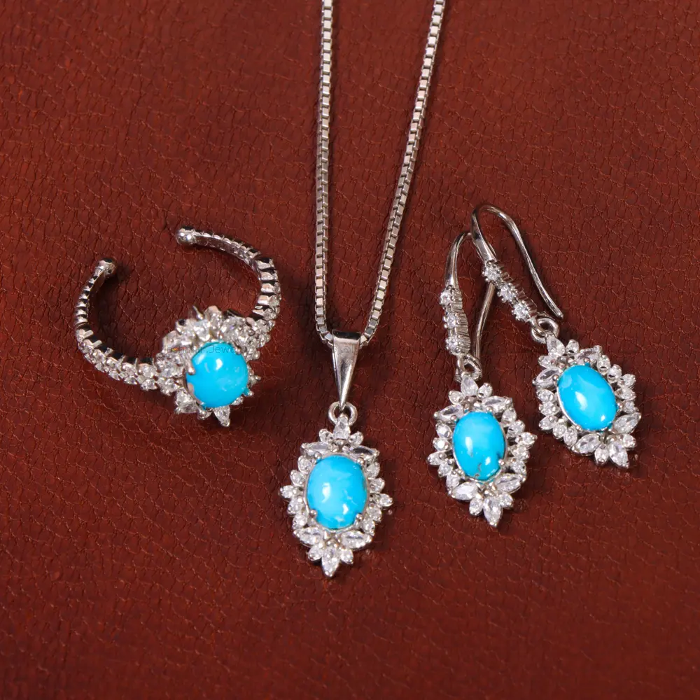 نیم ست فیروزه زنانه کد 34791