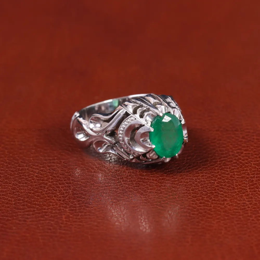 انگشتر زمرد مردانه کد 35033