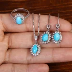 نیم ست فیروزه زنانه کد 34780