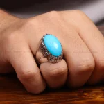 انگشتر فیروزه عجمی مردانه کد 34889